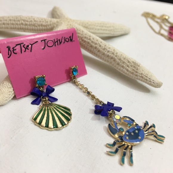 Betsey Johnson Blue Crab Earrings and Necklace Set New HTF - Picture 3 of 3